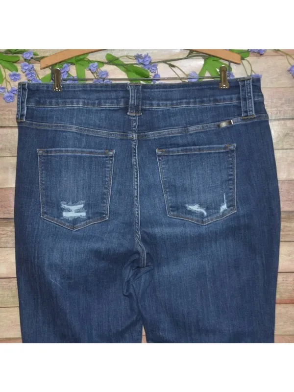 Plus Size 18 KanCan High Rise Dark Wash Ripped Bootcut Jeans Stretch Denim - Image 5