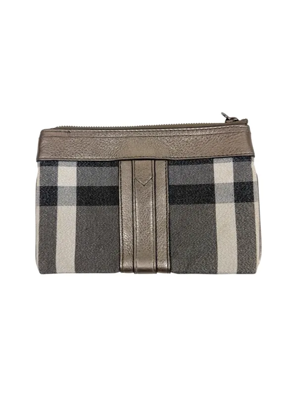 Y2K Burberry Gray Silver Plaid Wristlet Wallet Clutch - Image 4