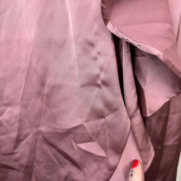 NEW Lulus Enchanted Moments Mauve Pink Satin Ruffled High-Low Dress Medium - Image 11