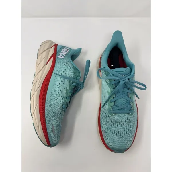 Hoka One One Womens Shoes Blue Red Clifton 8 Athletic Running Sneakers US 11 B - Image 3