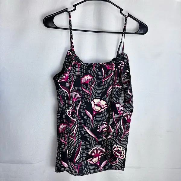 Daniel Rainn Anthropologie Floral Eyelet Cami Tank Top Black Pink Size Small S - Image 9