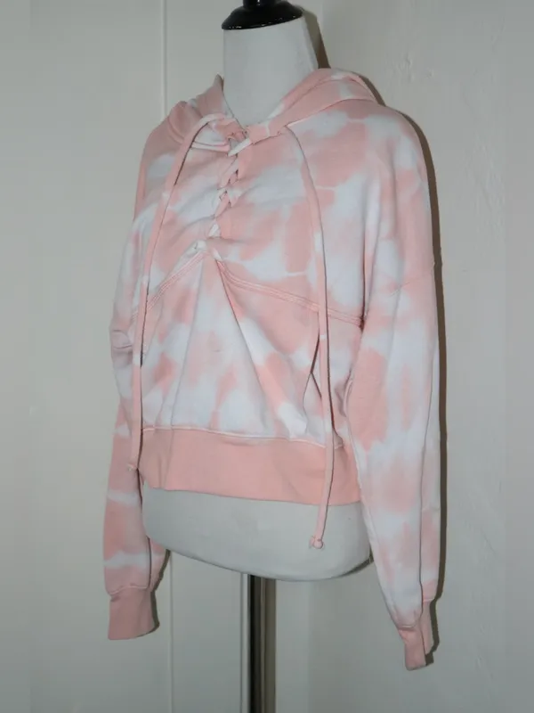 Free People Movement Tie Dye Believer Lace Up Sweatshirt Hoodie Peach Size S - Image 2