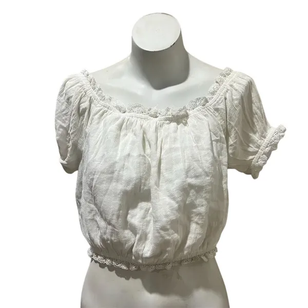 American Eagle Women's Off-Shoulder Lace Blouse White Size M - Image 2