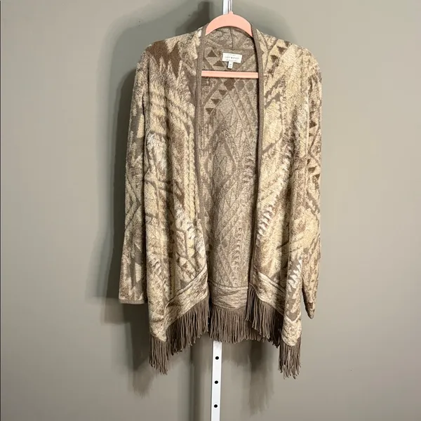 Lucky Brand XS‎ Aztec Fringe Open Front Cardigan Sweater - Image 2