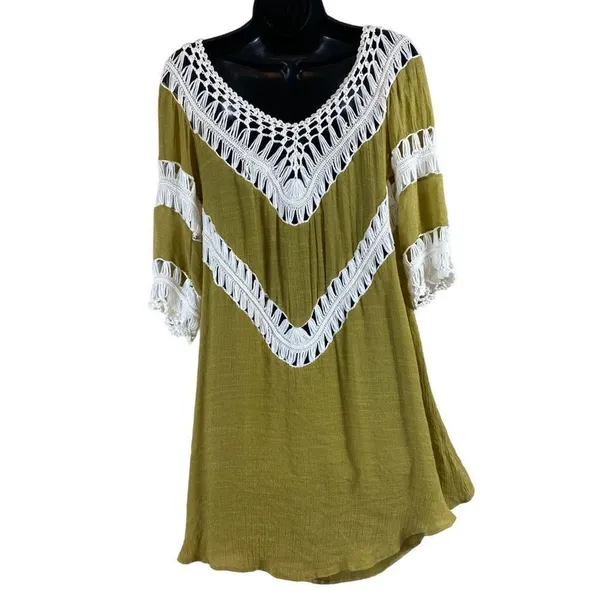 Wishlist Boho Chartreuse ￼Crochet Tunic Top - Image 4