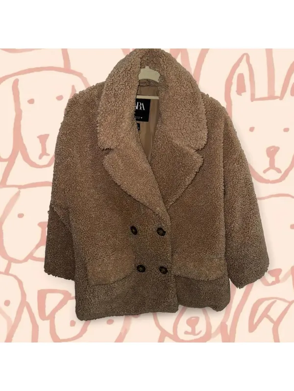 Zara double breasted Teddy jacket - Image 2