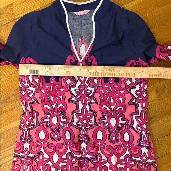 Lilly Pulitzer Ciara Tunic Bright Navy Brava Multi Chorus Girl Small Pink White - Image 9