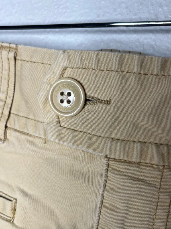 Y2K Vintage American Eagle Khaki Low Rise Mini Shorts Stretch Cotton Chino - Image 6