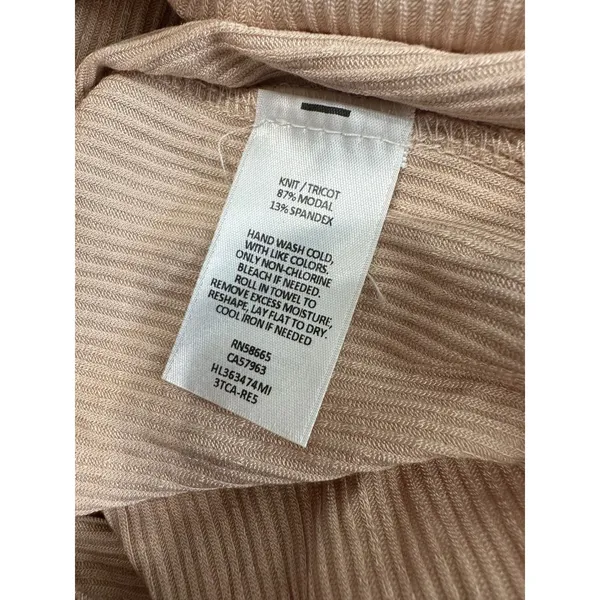 Trouvé Womens Ribbed Knit Bodysuit Long Sleeve‎ Off Shoulder Beige Size S - Image 6