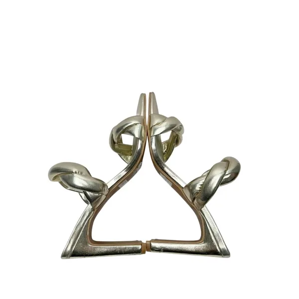 Open Edit‎ Gold Metallic Twisted Knot Block Heel Square Toe Slide Sandals 6.5 - Image 6