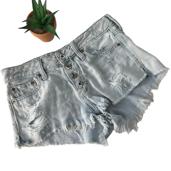 Abercrombie & Fitch Distressed Denim Womens Shorts 25 Festival Y2K Indie Sleaze - Image 2