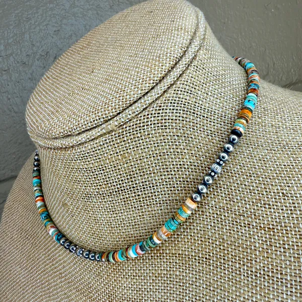 Handmade 16” Navajo Style Sterling Silver Pearls Necklace - Image 6
