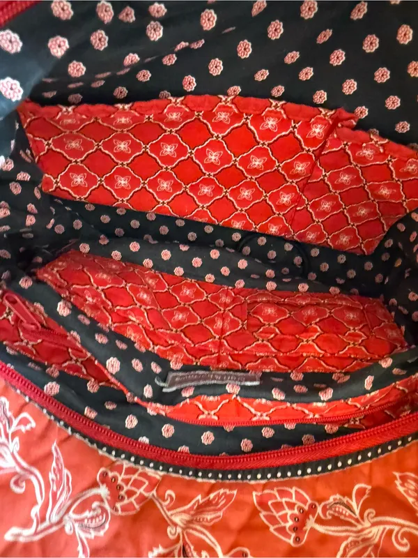 Croft & Barrow Red Quilted Floral Tote Bag Shoulder Bag Y2K - Image 5