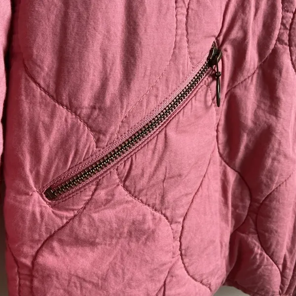 Lucky Brand Cotton Quilted Zip Front Jacket (Sz L) Pink - Image 5