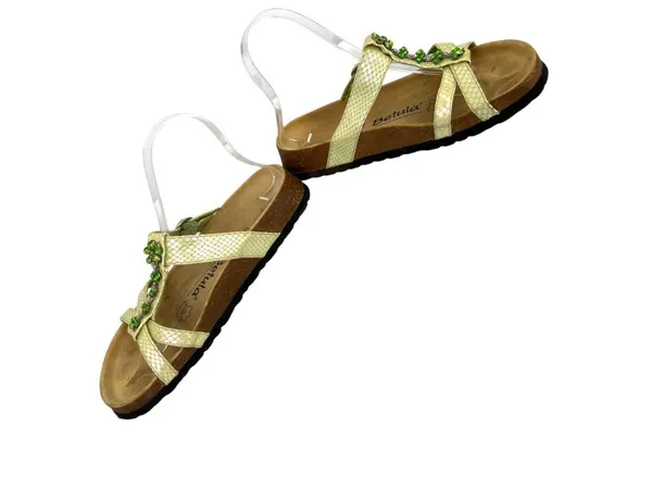 Betula x Birkenstock Iridescent Green Jewel Accents Snake Embossed Strap Size 8 - Image 4