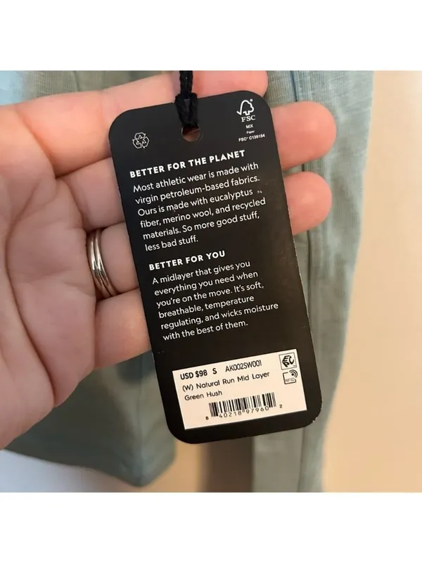 Allbirds Quarter Zip Pullover Natural Run Mid Layer Green Hush Athleisure Casual - Image 11