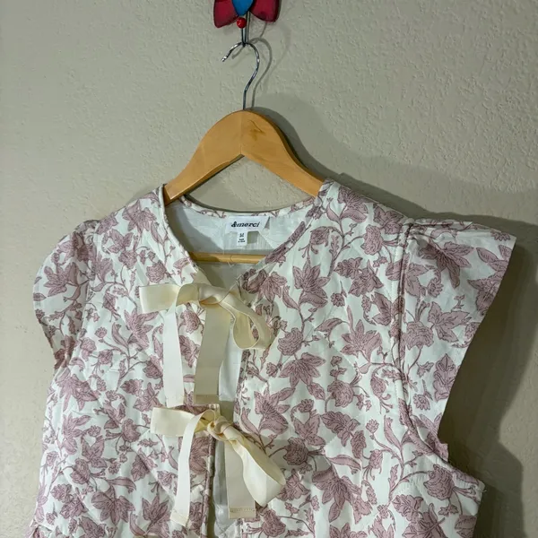 &Merci Quilted Vest Womens Sz M Pink Florals Boho Peasant Cottagecore Casual - Image 3