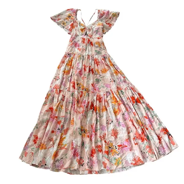 NEW Tanya Taylor Floral Silk Maxi Dress Pink - Image 4