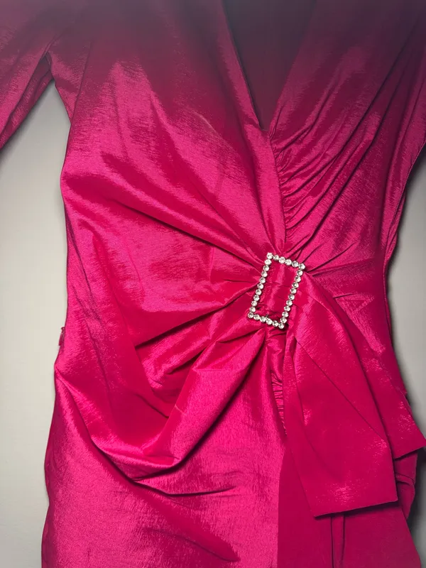 NBD Jess Dress in Hot pink satin lined buckled embellished cocktail dress. - Image 2