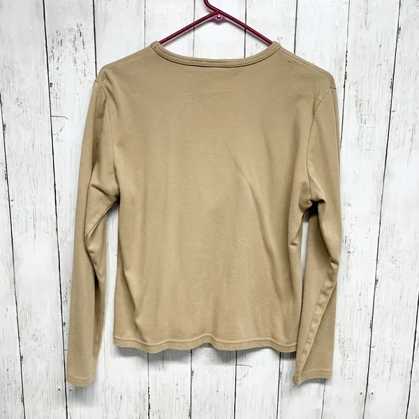 Mountain Lake Shirt Women Large Tan Embroidered Crewneck Long Sleeve Minimalist‎ - Image 6