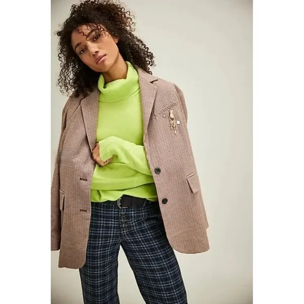 NWT!! FREE PEOPLE Treasure Turtleneck Cashmere Sweater Lime Punch Knit Large - Image 5