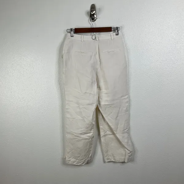 H&M White Linen‎ Blend Pants Size 4 - Image 2