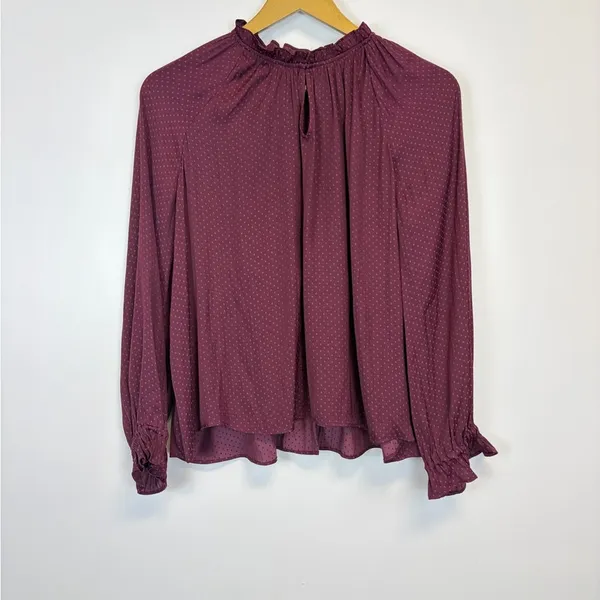 Madewell Burgundy Ruffled Blouse - Image 2