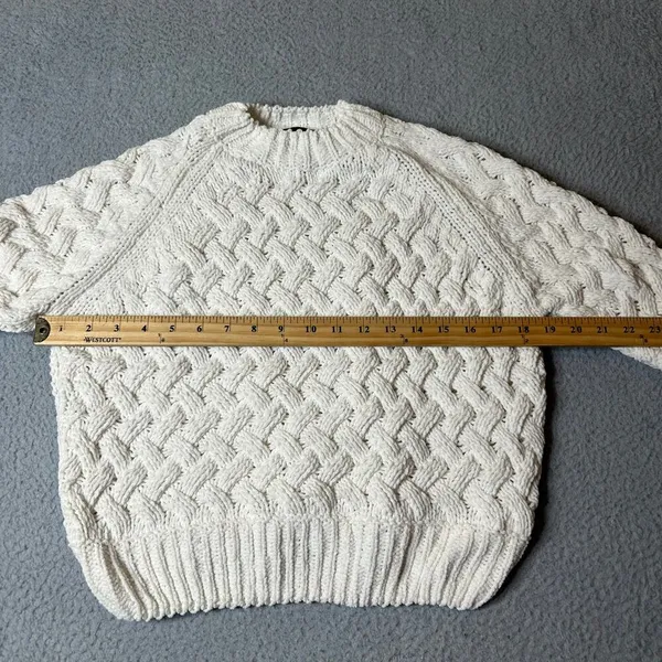 Kendall & Kylie Sweater Womens XS Cream‎ Crew Neck Long Sleeve Pullover Chunky - Image 4