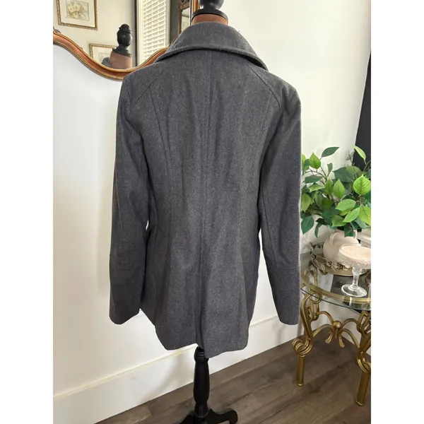 London Fog Women's Gray Wool Blend Coat Jacket Classic Pea Coat Medium‎ - Image 3