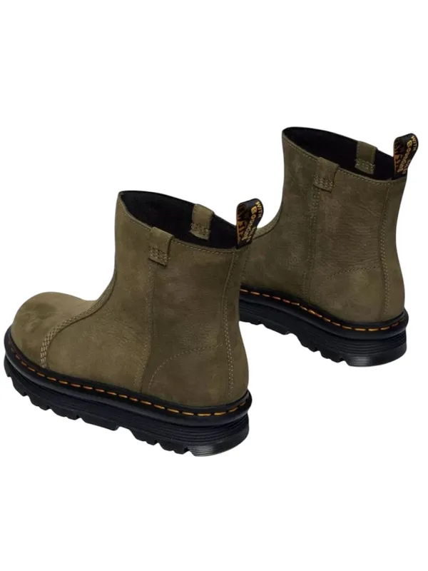 Dr. Martens Zebzag Rigger Slip-On Nubuck Platform Boots in DMS Olive US 9/ EU 41 - Image 3