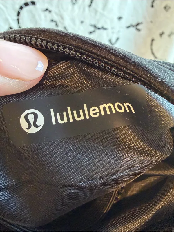 lululemon Feeling Ready Mini Velour Pouch Black Gold Logo Cosmetic Bag - Image 2