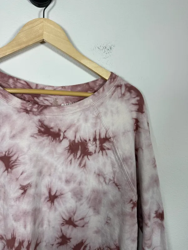 Athleta Sundown Tie Dye Sweatshirt Palermo Pink Crystal Dye Size L - Image 4
