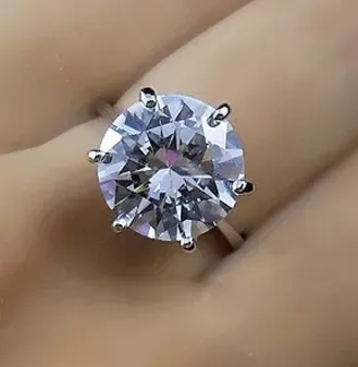 Single Solitaire Real 925 Silver 5ct Diamond Ring - Image 6