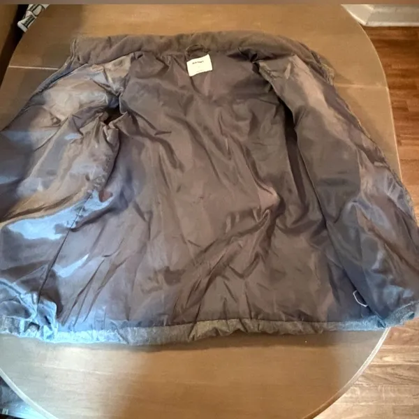 Old Navy Women’s Large Gray Quilted Puffer Vest Fleece Lined Collar Full Zip - Image 4