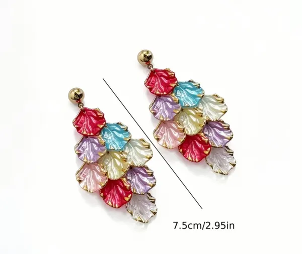 & Other Stories Gorgeous Multi-Color Layered Petal Earrings - Image 3