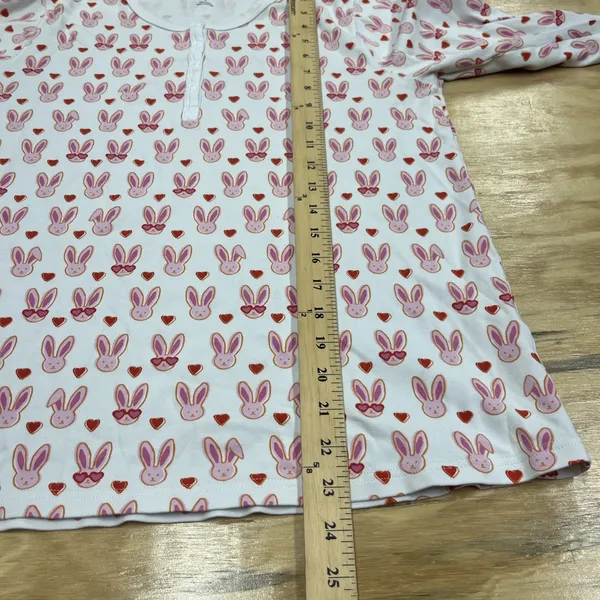 Roller Rabbit Love Bunnies Ladies 2 Piece Pajama PJ Set Pink White Size Large - Image 10