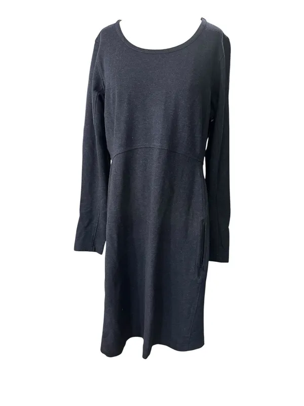 Duluth Trading Wearwithall Ponte Dress M Black Long Sleeve 4-Way Stretch pockets - Image 2