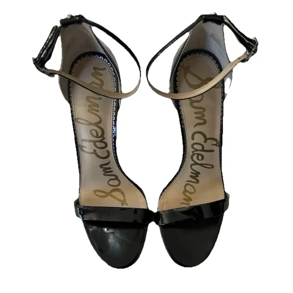 Sam Edelman Patti Black Patent Ankle Strap Sandals Heels Size 9 - Image 3