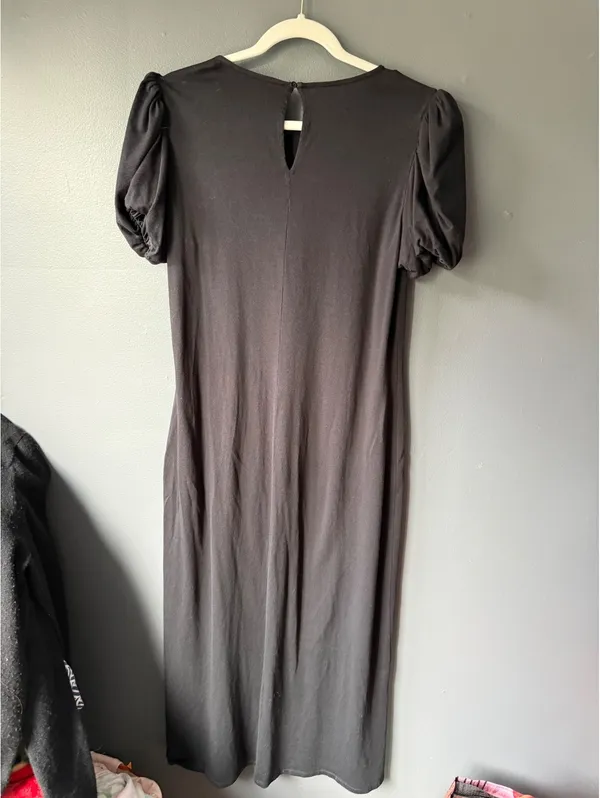 Boden Black Midi Dress with Puff Sleeves, Size US 10R - Image 2