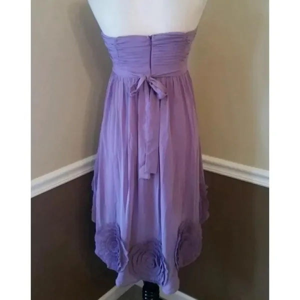 Lavender Dress Pleated Rosette Strapless Hi-Low Doe & Rae Formal Fairy Boho Med - Image 6