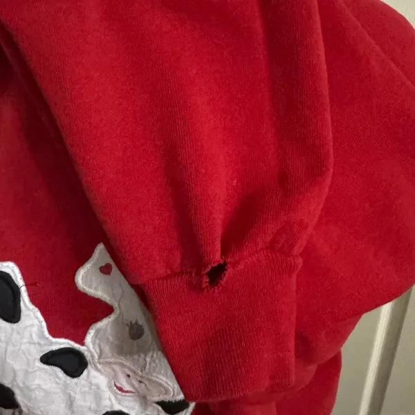 Vintage Kawaii Cow Graphic‎ Fleece Sweatshirt Collared L Cottagecore - Image 7