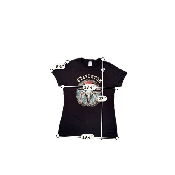 Port & Company Chris Stapleton Western Skull Leopard Graphic Tee Black Medium - Image 4