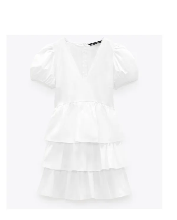 ZARA White Tiered Mini Dress - Image 10