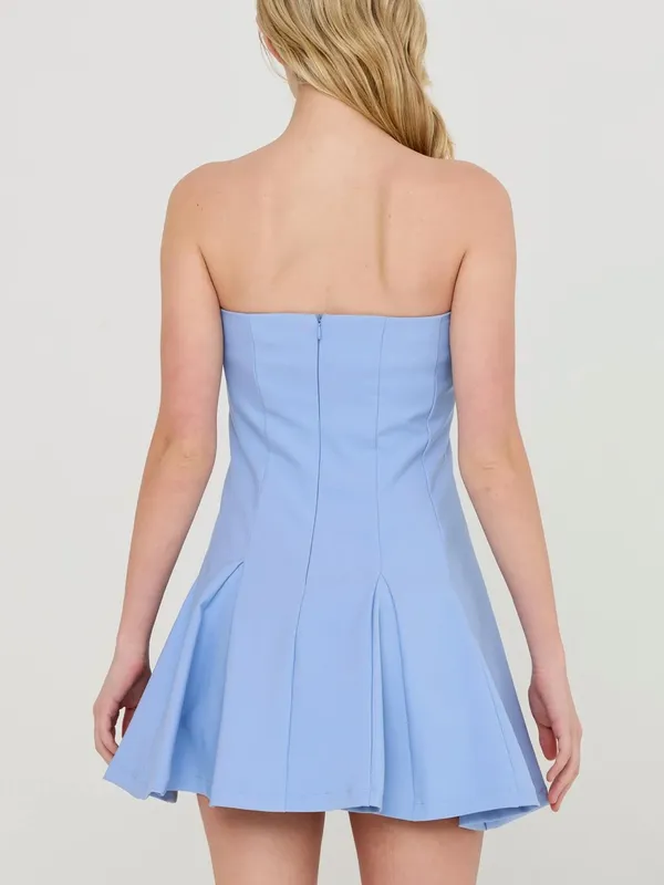 HYFVE Baby Blue Godet Strapless Skort Dress with Built-In Shorts – Small - Image 3