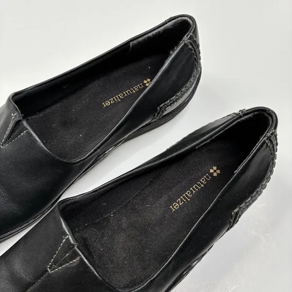 Naturalizer Family Black Square Toe Loafers Leather Upper Womens 8.5 - Image 4