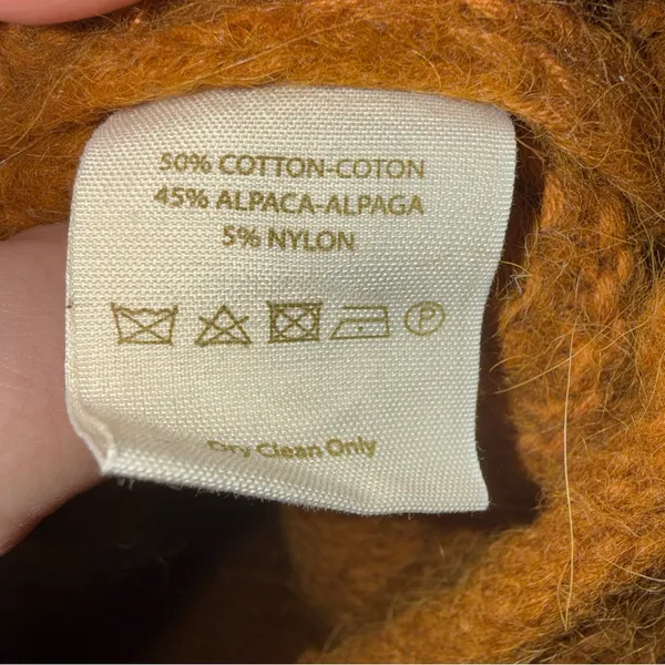 Free People‎ knit sweater over sized mustard brown color Alpaca Blend Small - Image 4