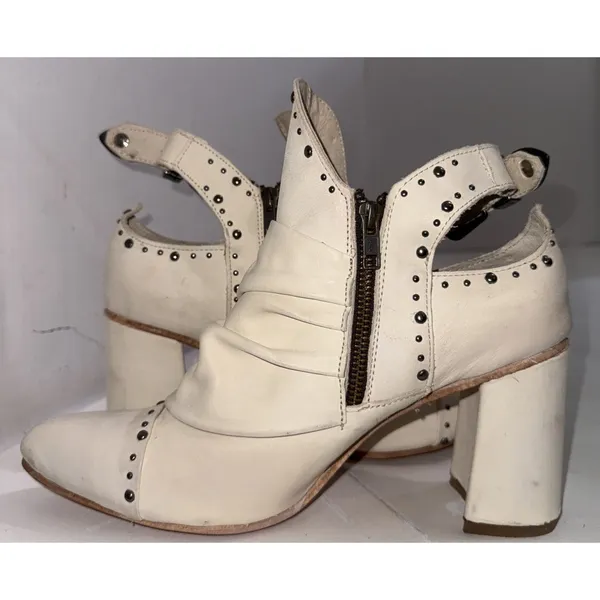 Freebird Distressed Festival Stud Jericho White‎ Leather Boots Ankle Booties 12 - Image 16