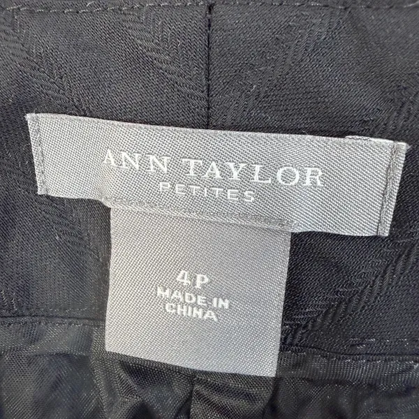 Ann Taylor Petites 4P Black Pinstripe Wide Leg Cuffed Dress Pants Virgin Wool - Image 4
