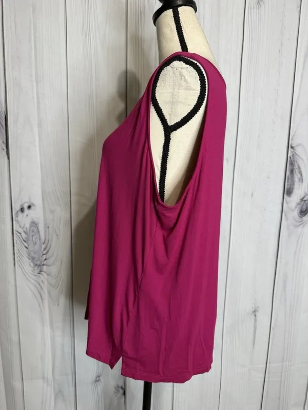 Chico's Sleeveless V-Neck Tank Top Size 3 XL Hot Pink Minimalist Capsule Rayon - Image 9
