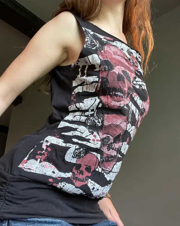 y2k skull zebra print tank top - Image 4